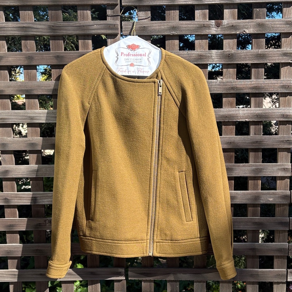 Women’s Olive Green/ deep Brown Asymmetrical Zip Wool Jacket J Crew